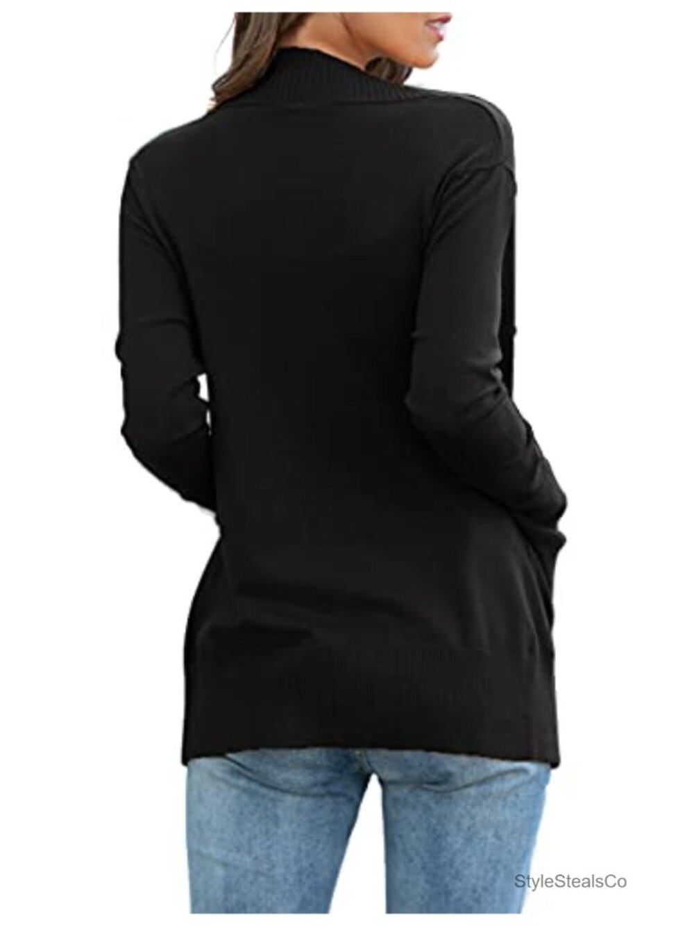 Womens Open Front Cardigan Sweater with Pockets Long Sleeve Lightweight - Picture 2 of 6